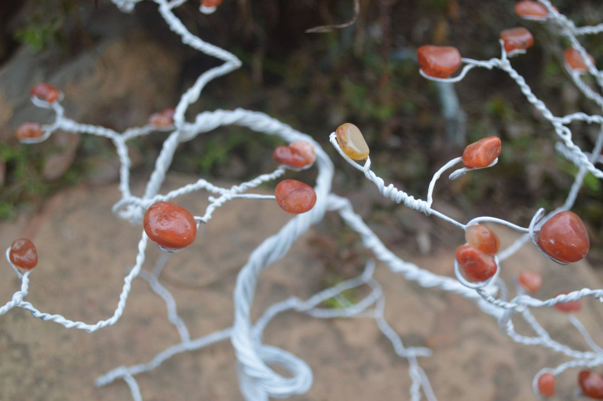 Hand Made Carnelian Wire Wrap Tree x 1 From KwaZulu, Natal, South Africa - Toprock Gemstones and Minerals 