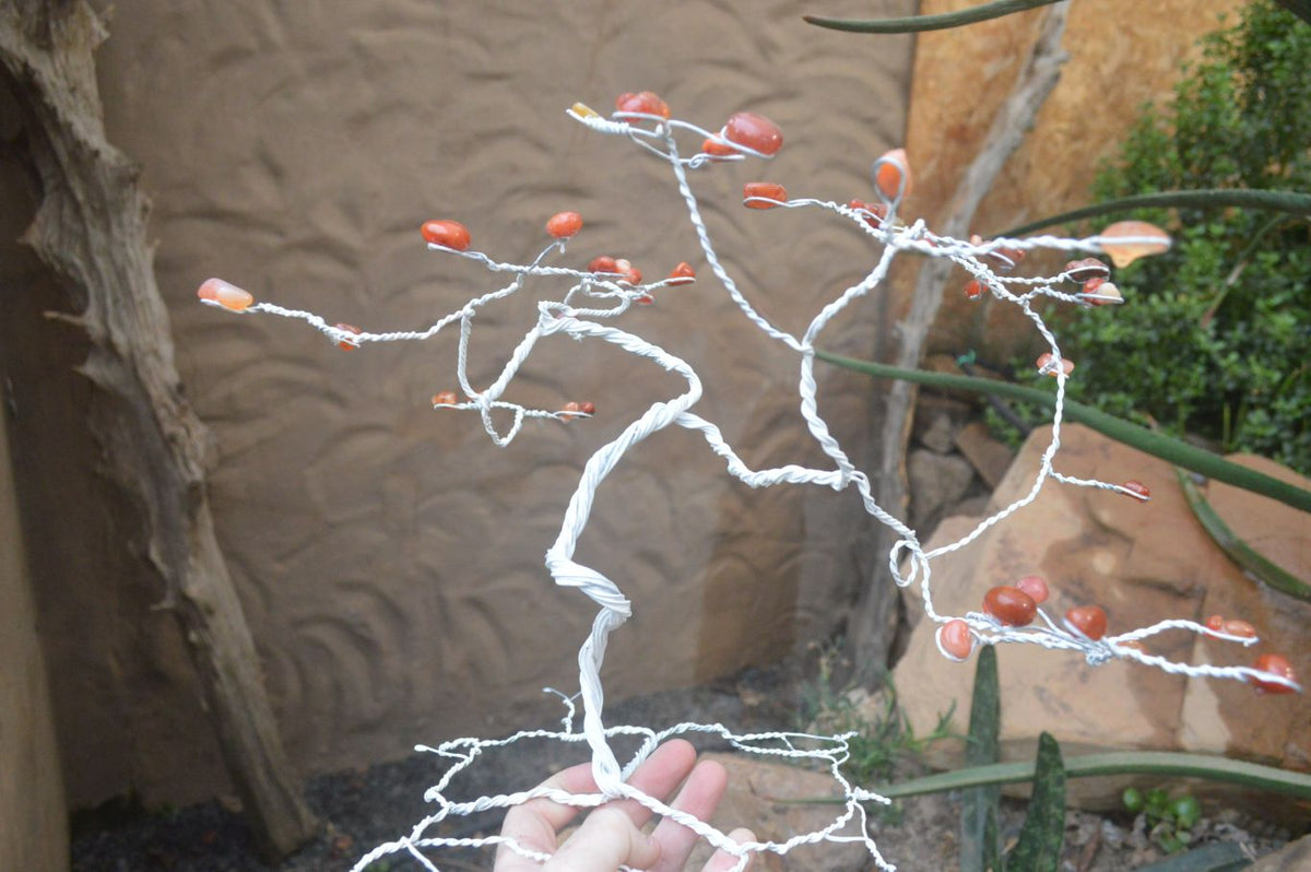 Hand Made Carnelian Wire Wrap Tree x 1 From KwaZulu, Natal, South Africa - Toprock Gemstones and Minerals 