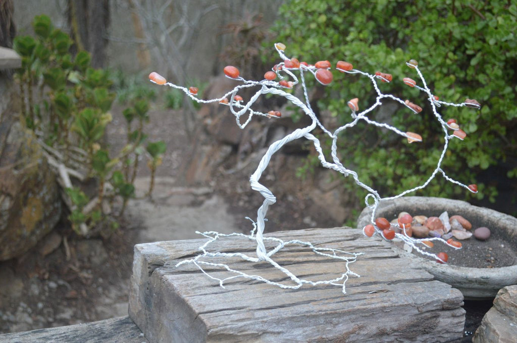 Hand Made Carnelian Wire Wrap Tree x 1 From KwaZulu, Natal, South Africa - Toprock Gemstones and Minerals 