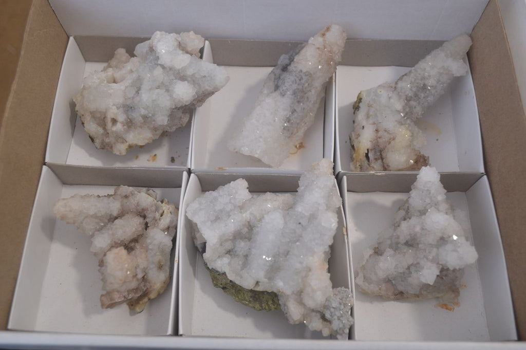 Natural Drusy Quartz Coated Calcite Pseudomorph Specimens x 6 From Alberts Mountain, Lesotho - Toprock Gemstones and Minerals 