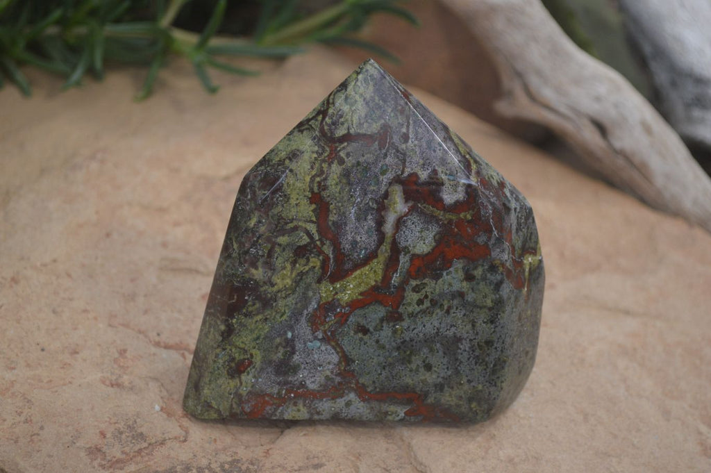 Polished Bastite Dragons Blood Stone Crystal Points x 2 From Tshipise, South Africa - Toprock Gemstones and Minerals 