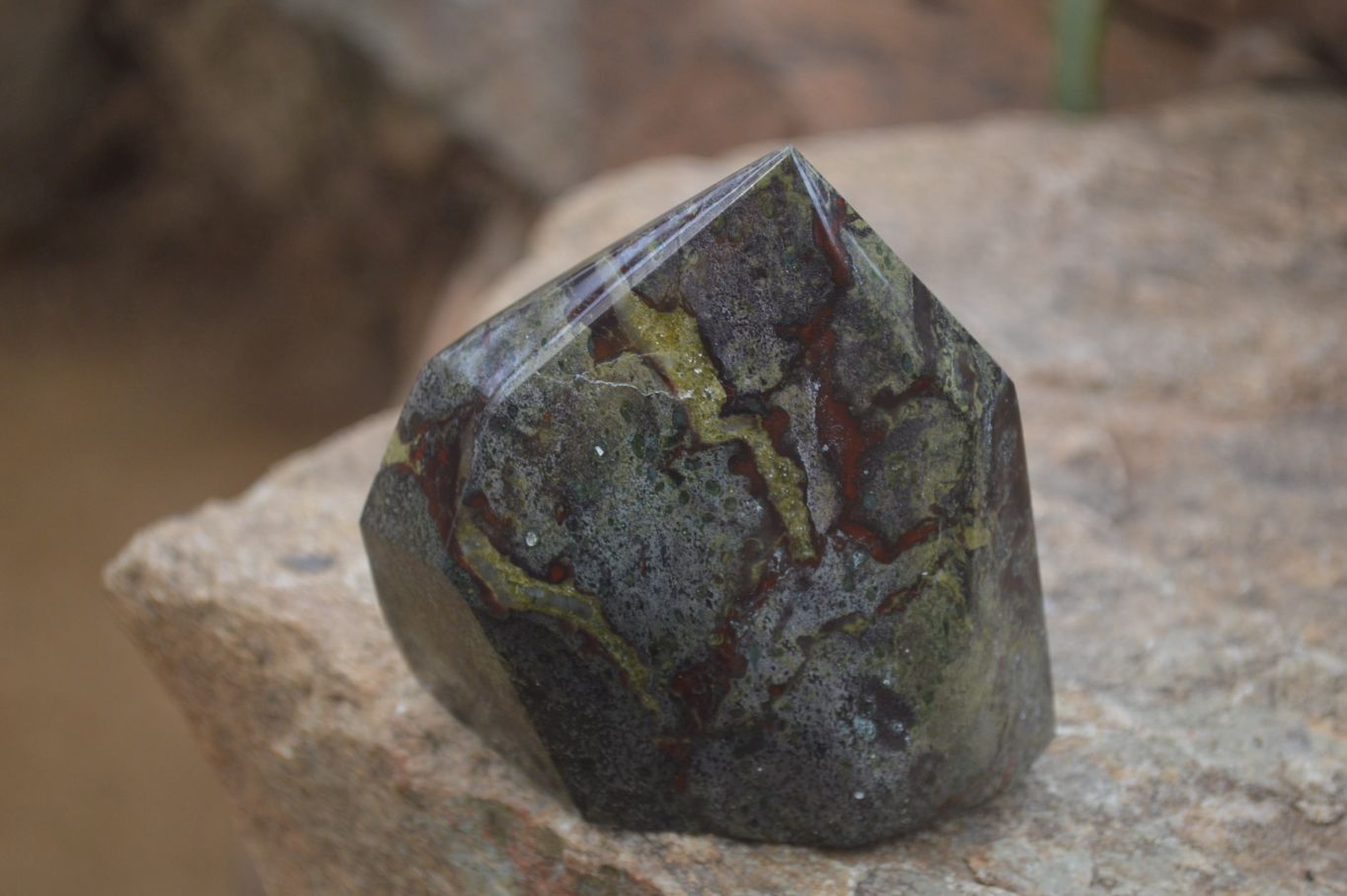 Polished Bastite Dragons Blood Stone Crystal Points x 2 From Tshipise, South Africa - Toprock Gemstones and Minerals 