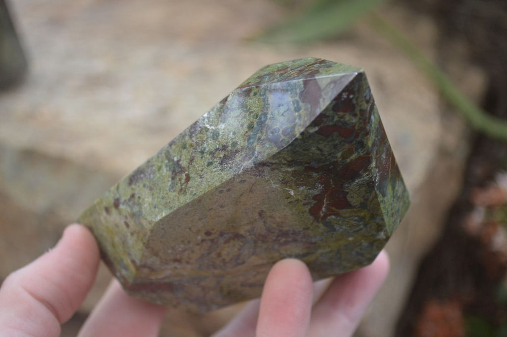 Polished Bastite Dragons Blood Stone Crystal Points x 2 From Tshipise, South Africa - Toprock Gemstones and Minerals 