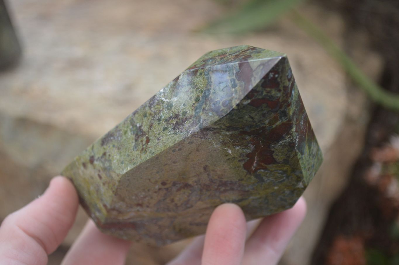 Polished Bastite Dragons Blood Stone Crystal Points x 2 From Tshipise, South Africa - Toprock Gemstones and Minerals 
