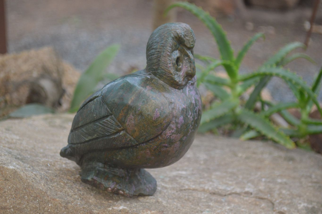 Polished Fluorescent Verdite and Corundum Night Owls x 2 From Zimbabwe - Toprock Gemstones and Minerals 