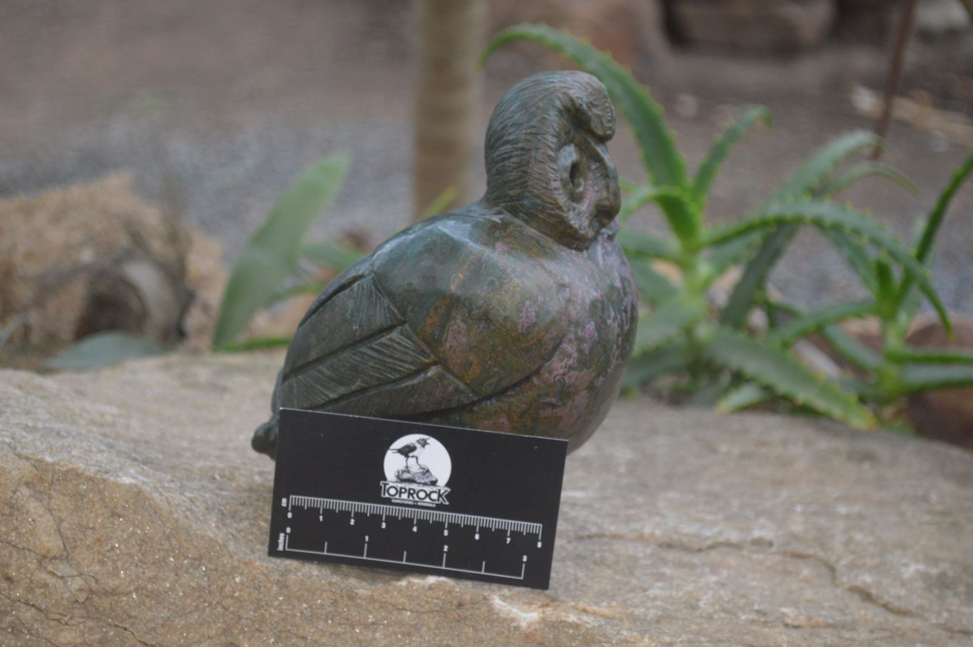 Polished Fluorescent Verdite and Corundum Night Owls x 2 From Zimbabwe - Toprock Gemstones and Minerals 