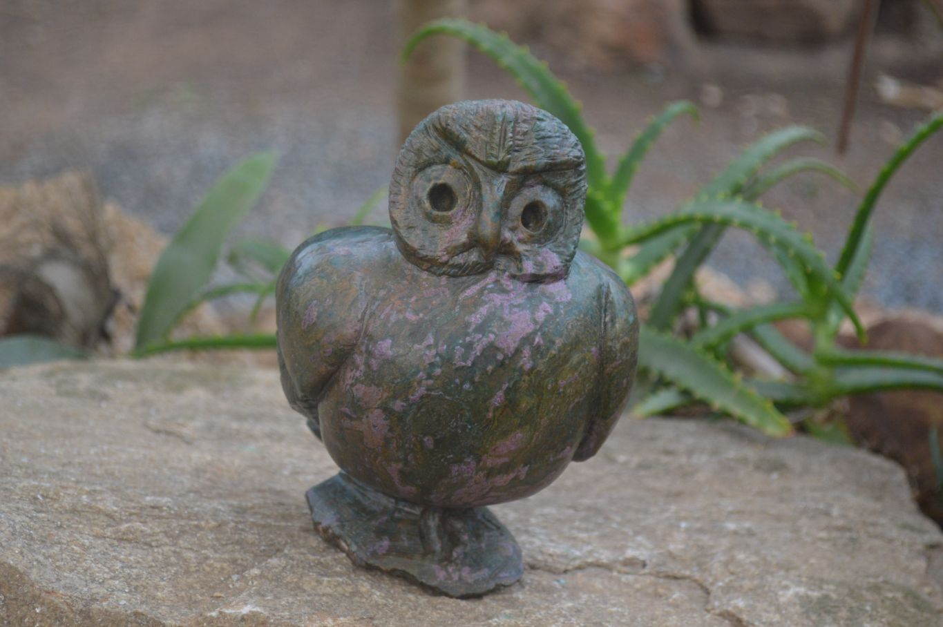 Polished Fluorescent Verdite and Corundum Night Owls x 2 From Zimbabwe - Toprock Gemstones and Minerals 