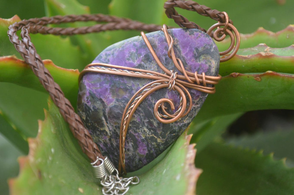 Polished Mixed Copper Wire Wrapped Pendants x 6 From Southern Africa - Toprock Gemstones and Minerals 