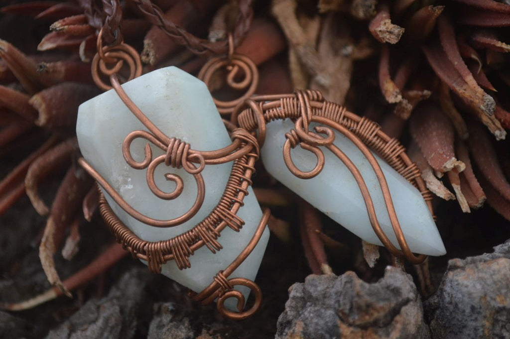 Polished Mixed Copper Wire Wrapped Pendants x 6 From Southern Africa - Toprock Gemstones and Minerals 
