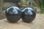 Polished Black Basalt Spheres x 3 From Antsirabe, Madagascar - Toprock Gemstones and Minerals 