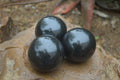 Polished Black Basalt Spheres x 3 From Antsirabe, Madagascar - Toprock Gemstones and Minerals 