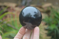 Polished Black Basalt Spheres x 3 From Antsirabe, Madagascar - Toprock Gemstones and Minerals 