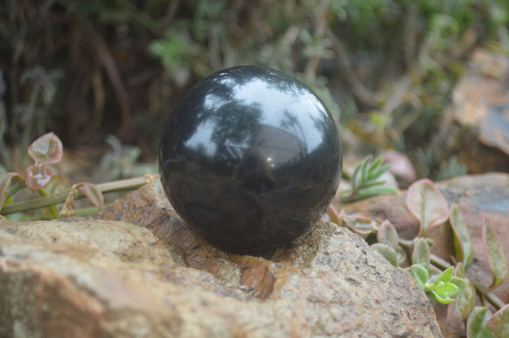 Polished Black Basalt Spheres x 3 From Antsirabe, Madagascar - Toprock Gemstones and Minerals 