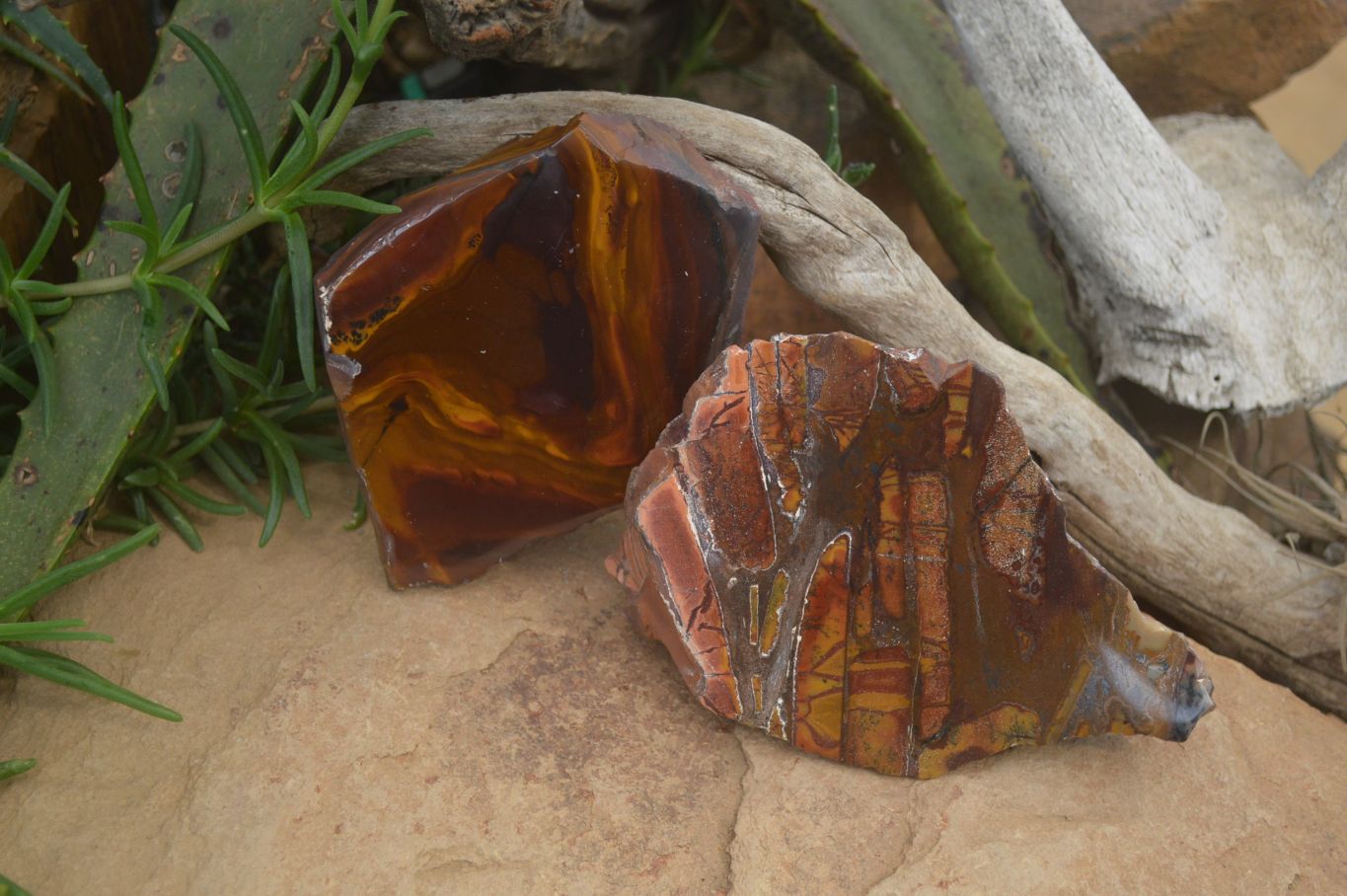 Polished On One Side Nguni Jasper Specimens x 2 From Prieska, South Africa - Toprock Gemstones and Minerals 