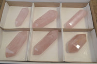 Polished Gemmy Rose Quartz Double Terminated Points x 6 From Madagascar - Toprock Gemstones and Minerals 