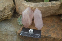 Polished Gemmy Rose Quartz Double Terminated Points x 6 From Madagascar - Toprock Gemstones and Minerals 