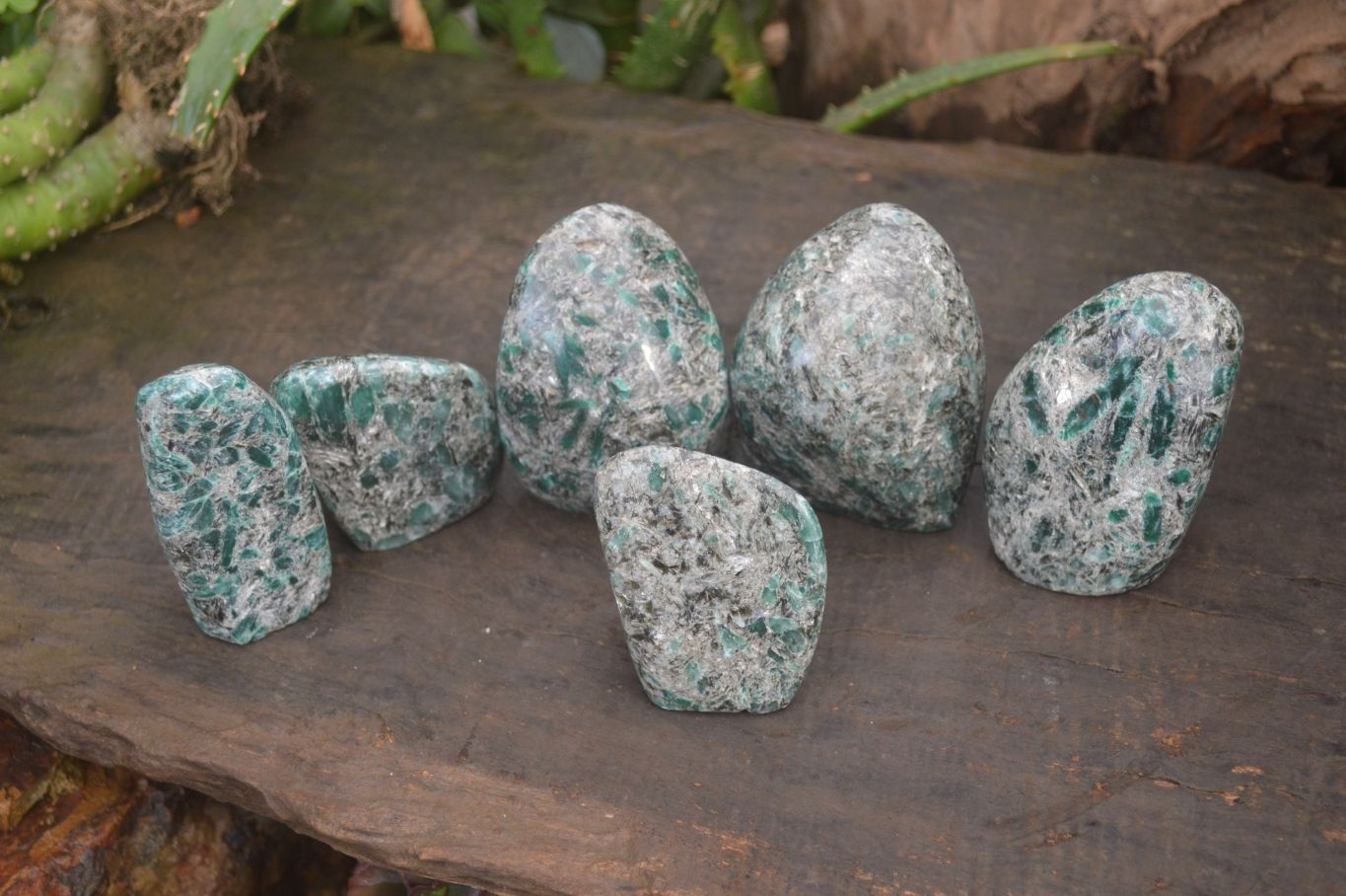 Polished Rare Emerald Mica In Matrix Standing Free Forms x 6 From Mutoko, Zimbabwe - Toprock Gemstones and Minerals 