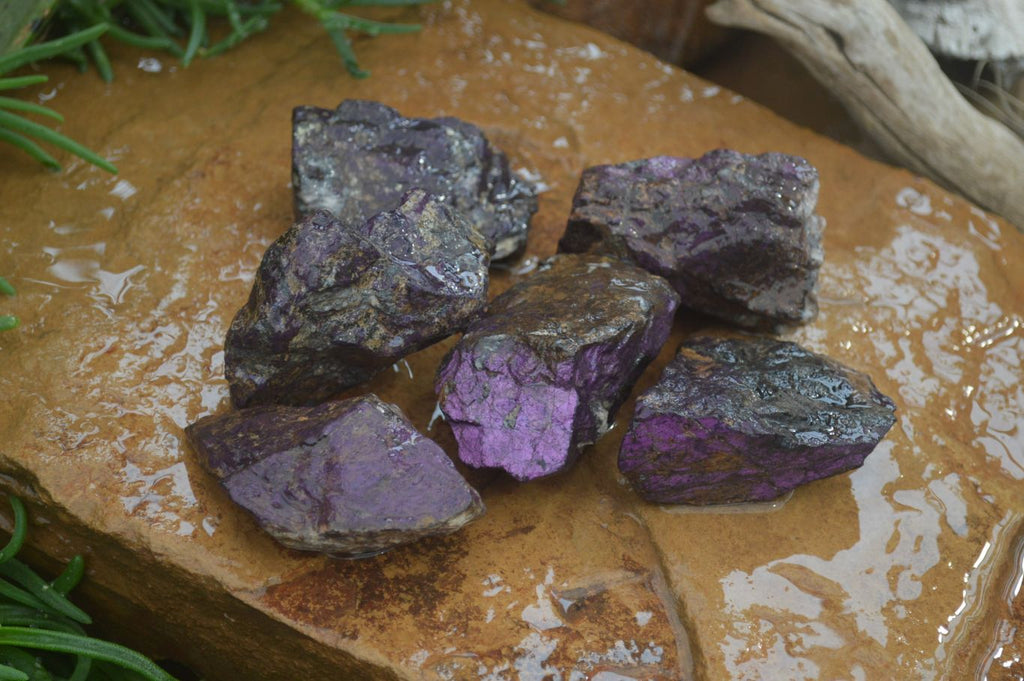 Natural Rare Metallic Purpurite Cobbed Specimens x 6 From Erongo, Namibia - Toprock Gemstones and Minerals 
