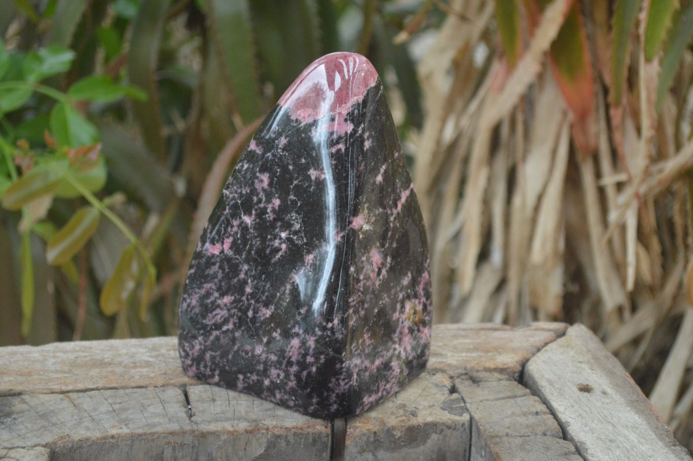 Polished Rhodonite Standing Free Form x 1 From Ambindavato, Madagascar - Toprock Gemstones and Minerals 
