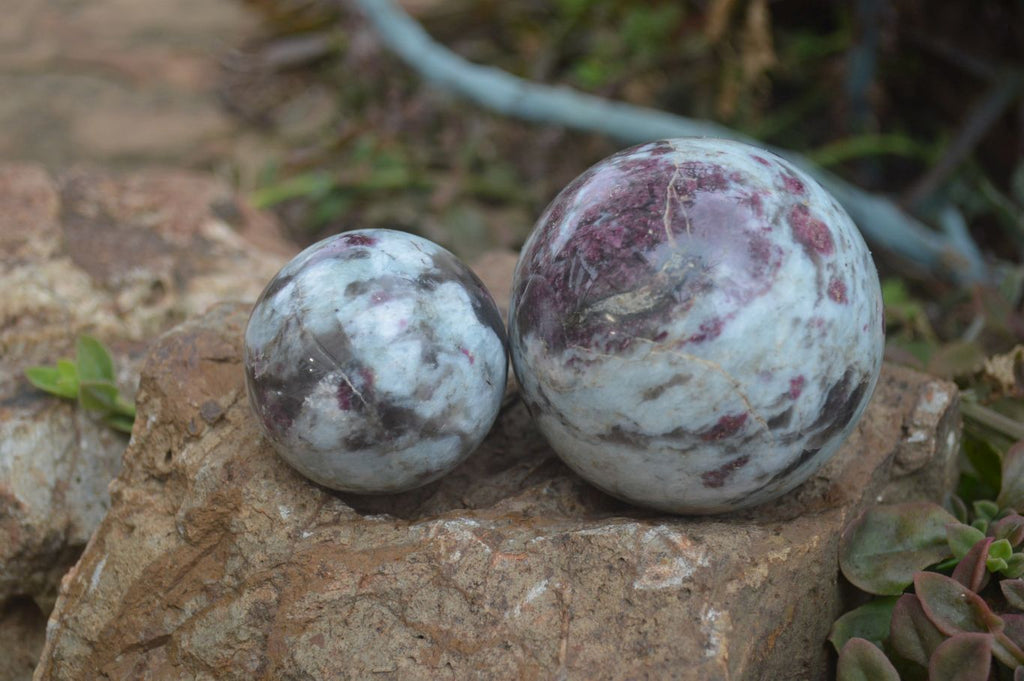 Polished Rubellite Pink Tourmaline Spheres x 3 From Ambatondrazaka, Madagascar - Toprock Gemstones and Minerals 
