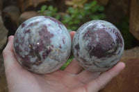 Polished Rubellite Pink Tourmaline Spheres x 3 From Ambatondrazaka, Madagascar - Toprock Gemstones and Minerals 