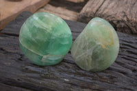 Polished Green Fluorite Standing Free Forms x 2 From Madagascar