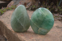 Polished Green Fluorite Standing Free Forms x 2 From Madagascar
