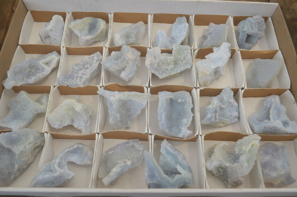 Natural Etched Blue Chalcedony Specimens x 24 From Nsanje, Malawi - Toprock Gemstones and Minerals 