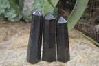 Polished Black Basalt Point-Prism x 6 From Antsirabe, Madagascar - Toprock Gemstones and Minerals 