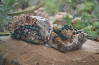Natural Ball Malachite with Drusy Quartz on Dolomite Matrix Specimens x 2 From Mindingi Mine, Kambove, Congo - Toprock Gemstones and Minerals 
