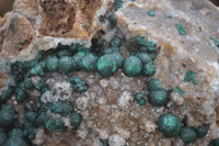 Natural Ball Malachite with Drusy Quartz on Dolomite Matrix Specimens x 2 From Mindingi Mine, Kambove, Congo - Toprock Gemstones and Minerals 