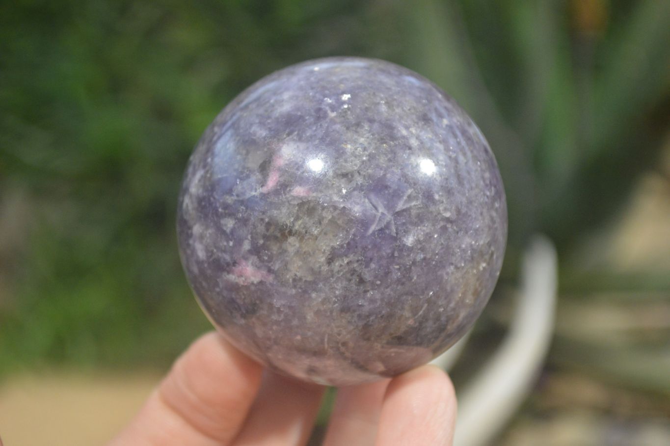 Polished Lepidolite With Rubellite Tourmaline Spheres x 6 From Madagascar - Toprock Gemstones and Minerals 