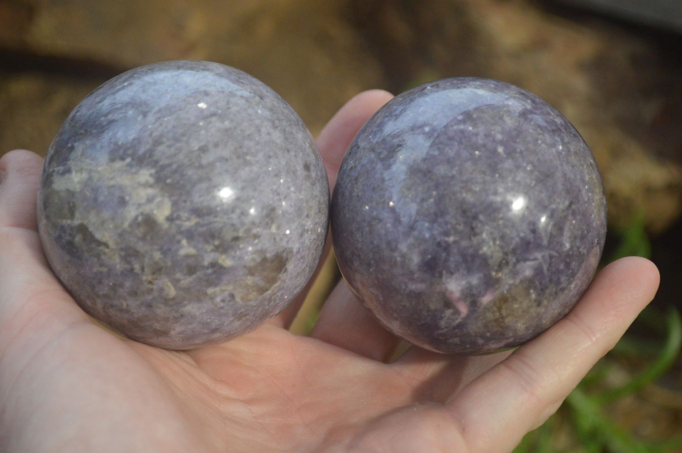 Polished Lepidolite With Rubellite Tourmaline Spheres x 6 From Madagascar - Toprock Gemstones and Minerals 
