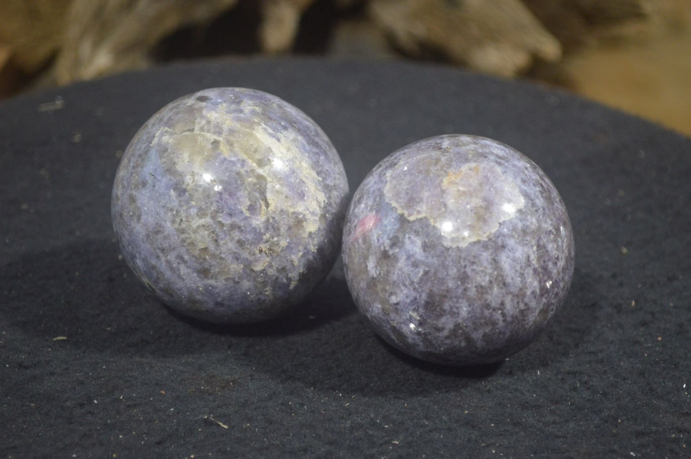 Polished Lepidolite With Rubellite Tourmaline Spheres x 6 From Madagascar - Toprock Gemstones and Minerals 