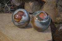 Polished Polychrome Jasper Spheres x 2 From Madagascar - Toprock Gemstones and Minerals 
