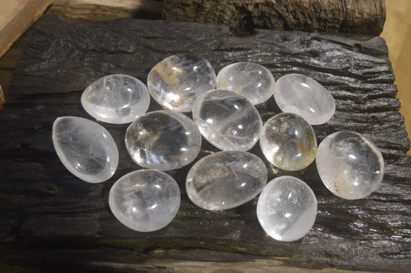 Polished Clear Quartz Galet-Palm Stones x 12 From Madagascar - Toprock Gemstones and Minerals 