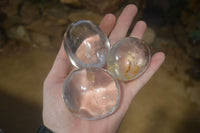 Polished Clear Quartz Galet-Palm Stones x 12 From Madagascar - Toprock Gemstones and Minerals 