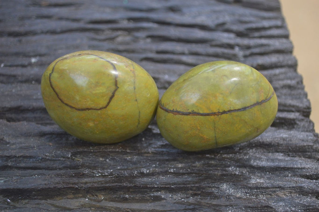 Polished Green Opal Galet - Palm Stones x 12 From Antsirabe, Madagascar - Toprock Gemstones and Minerals 