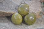 Polished Green Opal Galet - Palm Stones x 12 From Antsirabe, Madagascar - Toprock Gemstones and Minerals 