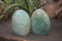Polished Green Fluorite Standing Free Forms x 2 From Madagascar - Toprock Gemstones and Minerals 