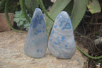Polished Rare Blue Spinel Spotted Quartz Standing Free Forms x 2 From Madagascar - Toprock Gemstones and Minerals 