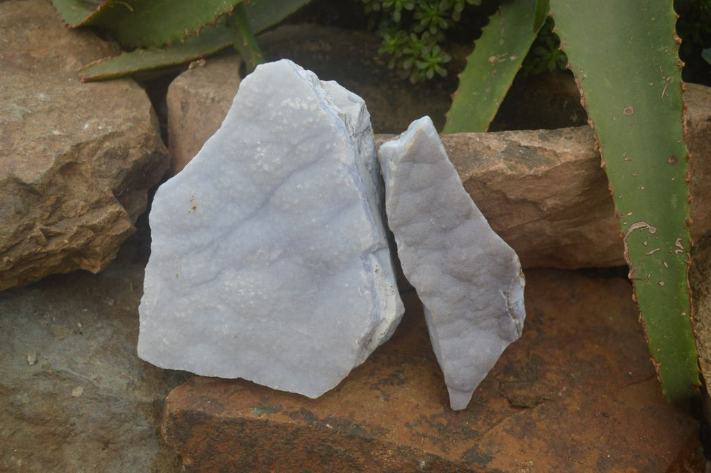 Natural Crystalline Blue Lace Agate Plates x 2 From Namibia - Toprock Gemstones and Minerals 