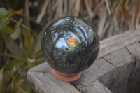 Polished Labradorite Sphere with a Rosewood Stand x 1 From Tulear, Madagascar - Toprock Gemstones and Minerals 