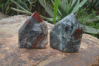 Polished Bloodstone Point-Prisms x 2 From Swaziland - Toprock Gemstones and Minerals 