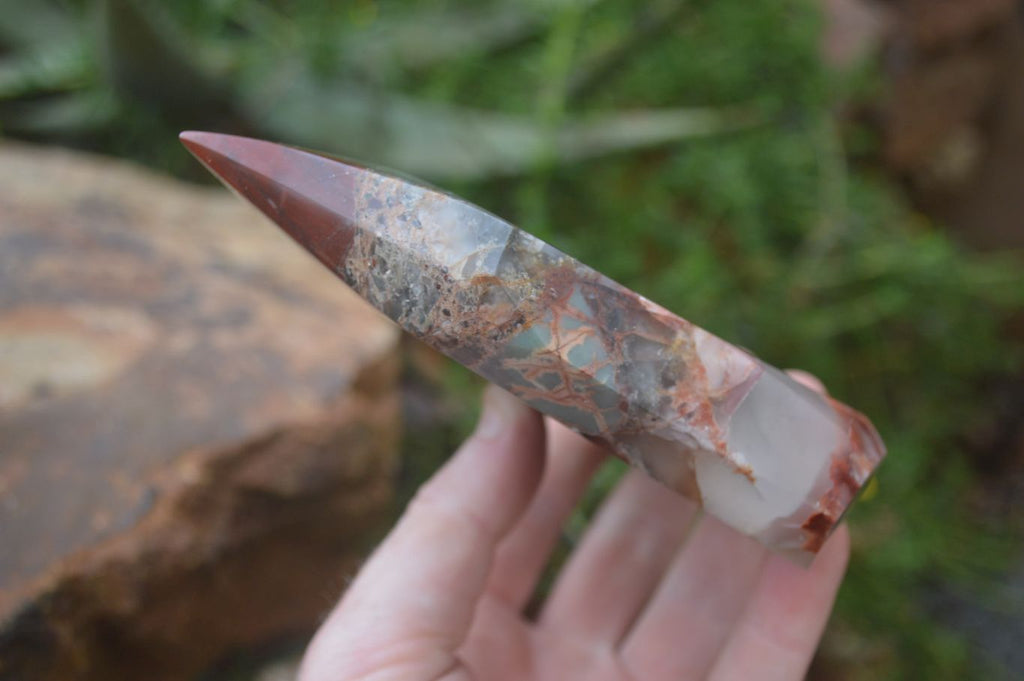 Polished Bloodstone Point-Prisms x 2 From Swaziland - Toprock Gemstones and Minerals 