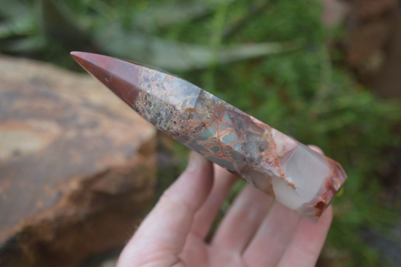 Polished Bloodstone Point-Prisms x 2 From Swaziland - Toprock Gemstones and Minerals 