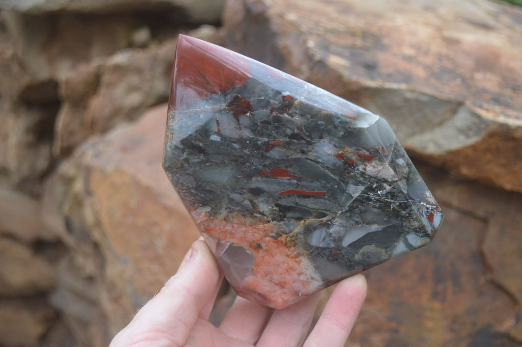 Polished Bloodstone Point-Prisms x 2 From Swaziland - Toprock Gemstones and Minerals 