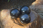 Polished Black Basalt Sphere-Ball x 3 From Antsirabe, Madagascar - Toprock Gemstones and Minerals 