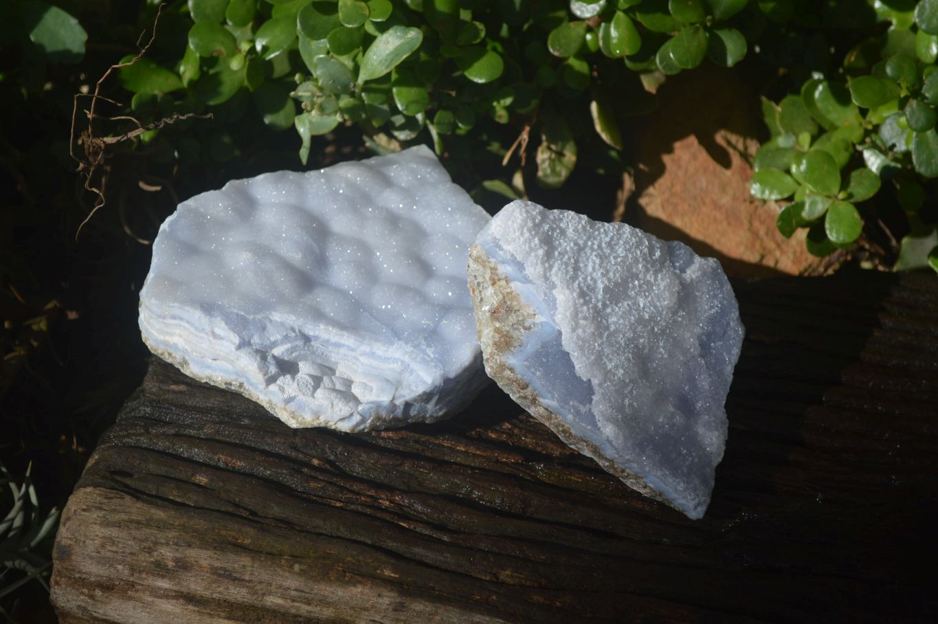 Natural Crystalline Blue Lace Agate Plates x 2 From Namibia - Toprock Gemstones and Minerals 