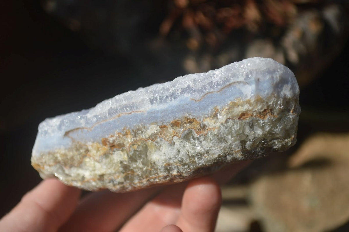 Natural Crystalline Blue Lace Agate Plates x 2 From Namibia - Toprock Gemstones and Minerals 